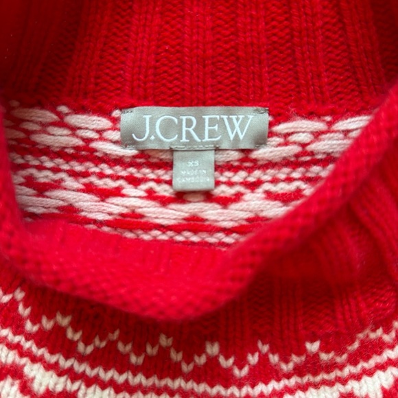 J. Crew Women's Red and White Fair Isle Turtleneck Sweater - Picture 2 of 2